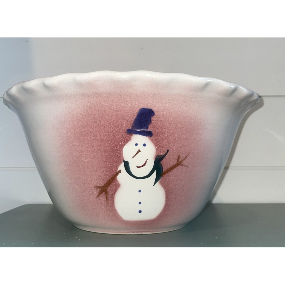 Neher‎ 2001 Pottery Handpainted 12-inch Snowman Mixing Bowl